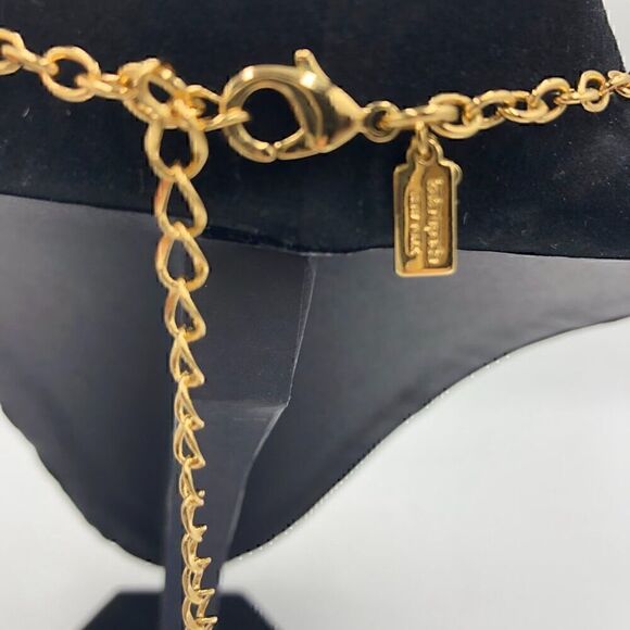 Kate Spade Chunky Statement Necklace Peach and Cream Gold Tone Link Chain - Picture 8 of 11